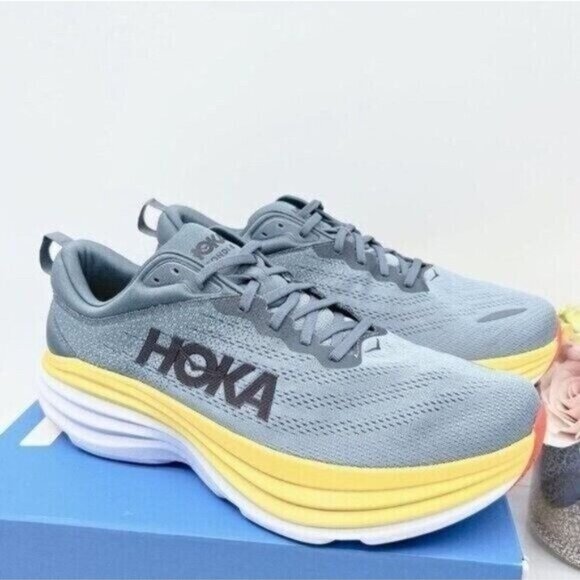 HOKA One One Bondi 8 Running Shoe Sneaker Goblin Blue/ Mountain Spring Men US 11 - Picture 2 of 10